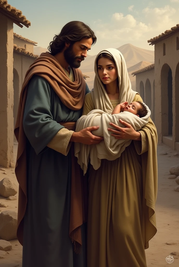 biblical history,
Joseph and Mary in Bethlehem with Jesus