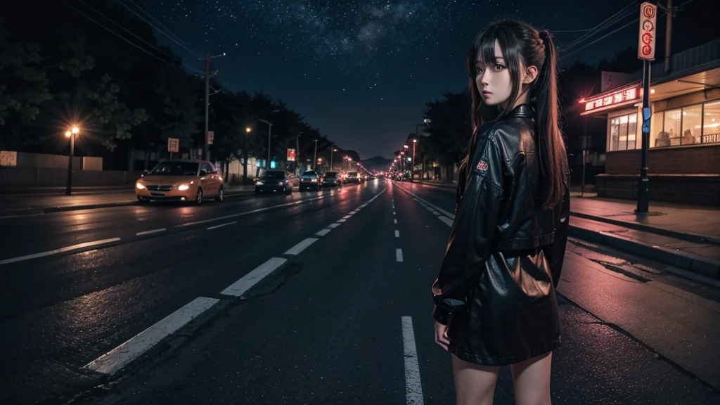 anime style night road
