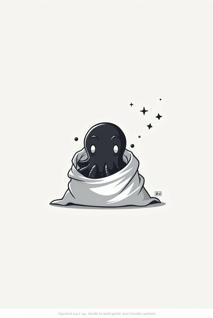 Logo video game company, an octopus wearing a bedsheet pretending to be a ghost, flat icon, black and white