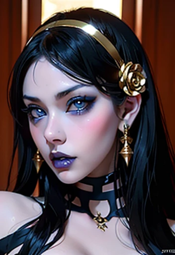 Spectacular nsfw beautiful girls with blue eyes black hair, Voluminous lips upturned nose extraordinary beauty and very detailed, sexy and provocative busty image 1.2 high resolution 12k gothic makeup 