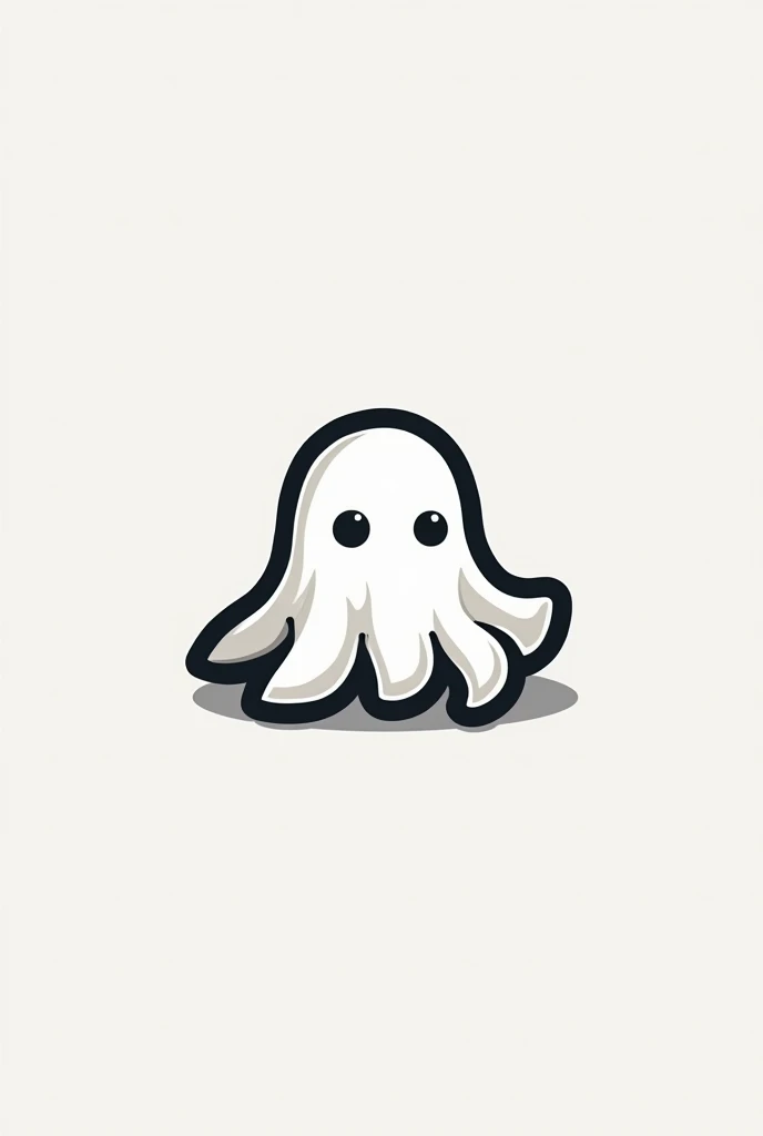 Logo video game company, an octopus wearing a bedsheet pretending to be a ghost, flat icon, black and white, black octopus, white bedsheet 