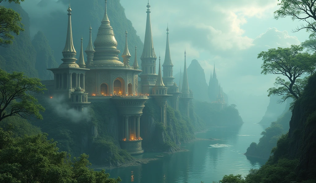 Mystical city on an island