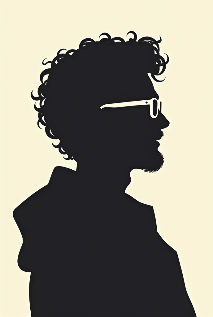 Create a logo for a YouTube channel of a silhouette of a man with curly hair, with a goatee, mustache and glasses.