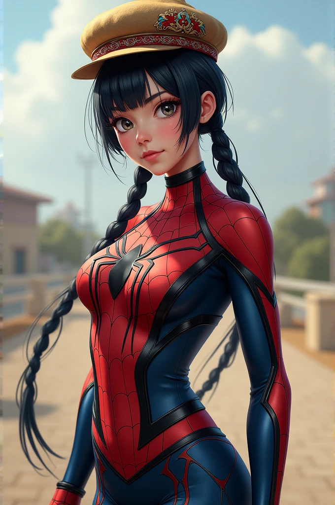 (La mejor calidad,A high resolution,Ultra - detallado,actual),Ariana Grande vestida con un disfraz de spider-girl violeta, (fondo cuarzo gigantes minerales:1.4) , More detailed 8K.motor irreal:1.4,UHD,La mejor calidad:1.4, fotorrealista:1.4, textura de la piel:1.4, obra maestra:1.8,obra-prima, mejor calidad,objeto Objeto], (detailed face features:1.3), (Ojos hermosos azules),, (background cobweb white the walls:1.4) , (spider-girl:1.4 ), (Traje blanco spider-man:1.4), (convexo, Dedos detallados ),(cabello largo white canoso:1.4), (fondo azul nublado) 