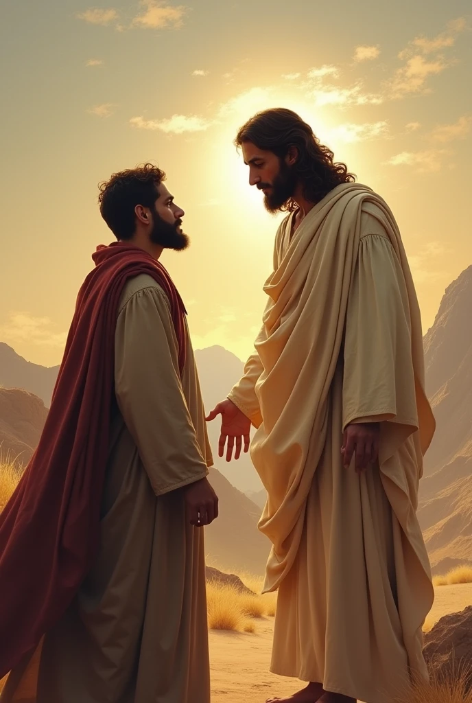 A man and in front there is Jesus Christ