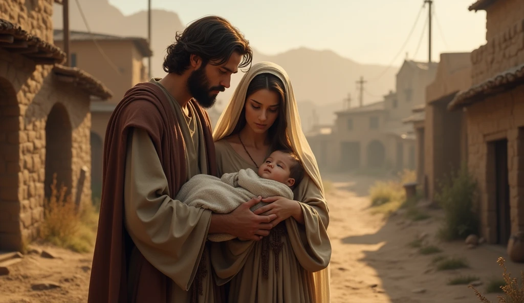 biblical history,
Joseph and Mary in Bethlehem with Jesus