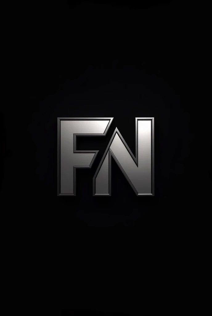 A logo with the initials FN in metallic black and white with a black background