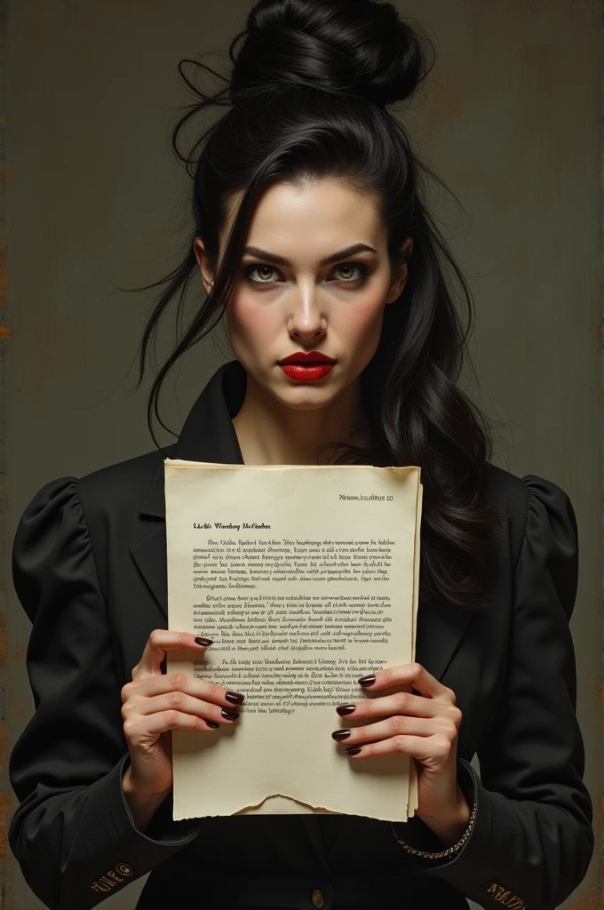 The letter reveals a woman with a striking and bold look.”