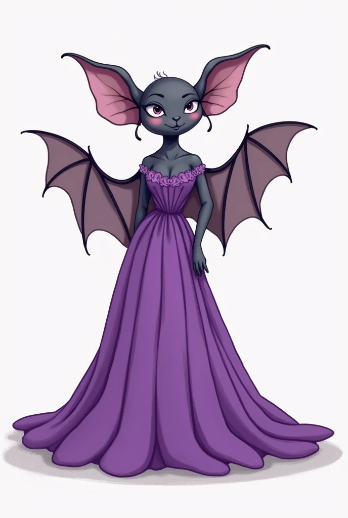 bat with purple dress minimalist cartoon style