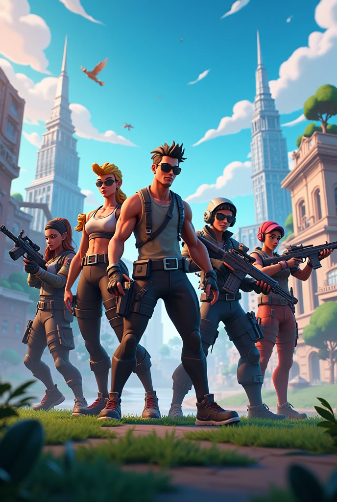Make a group of 6 players inside Fortnite playing a match