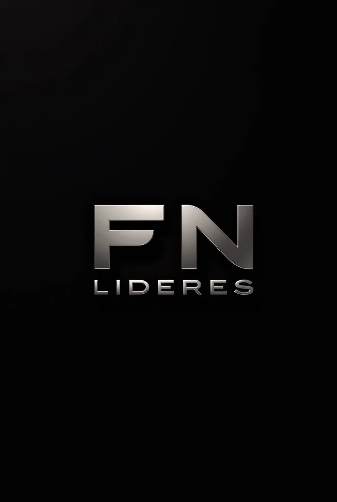 A logo with the word FN LIDERES in metallic black and white with a black background