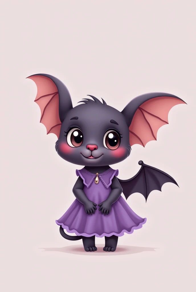cute little bat in purple dress minimalist cartoon style for brand logo