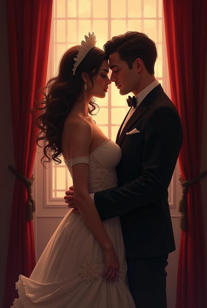 Beautiful maid talks to her boss , Apparently the boss's wife goes out and leaves them alone. , The maid provokes the boss ,The boss takes her to the room , The boss undresses the maid, the wife discovers them