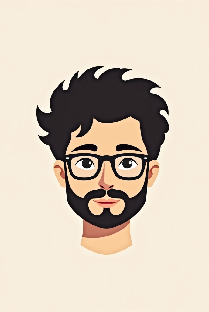 Create a minimalist logo for a curly-haired man&#39;s YouTube channel, with a goatee (without a full beard), and glasses.