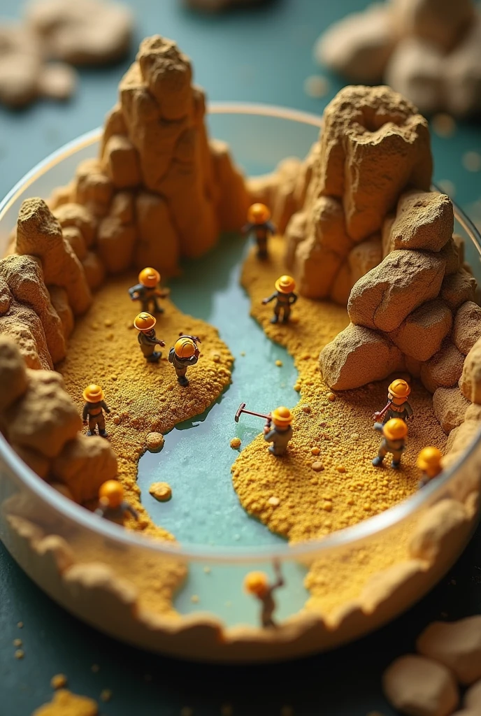 Mini gold mining inside a petri dish
