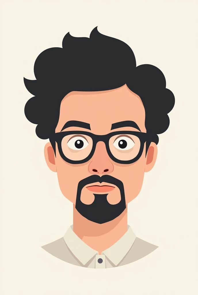 Create a minimalist logo for a curly-haired man&#39;s YouTube channel, with a goatee (without a full beard), and glasses.
