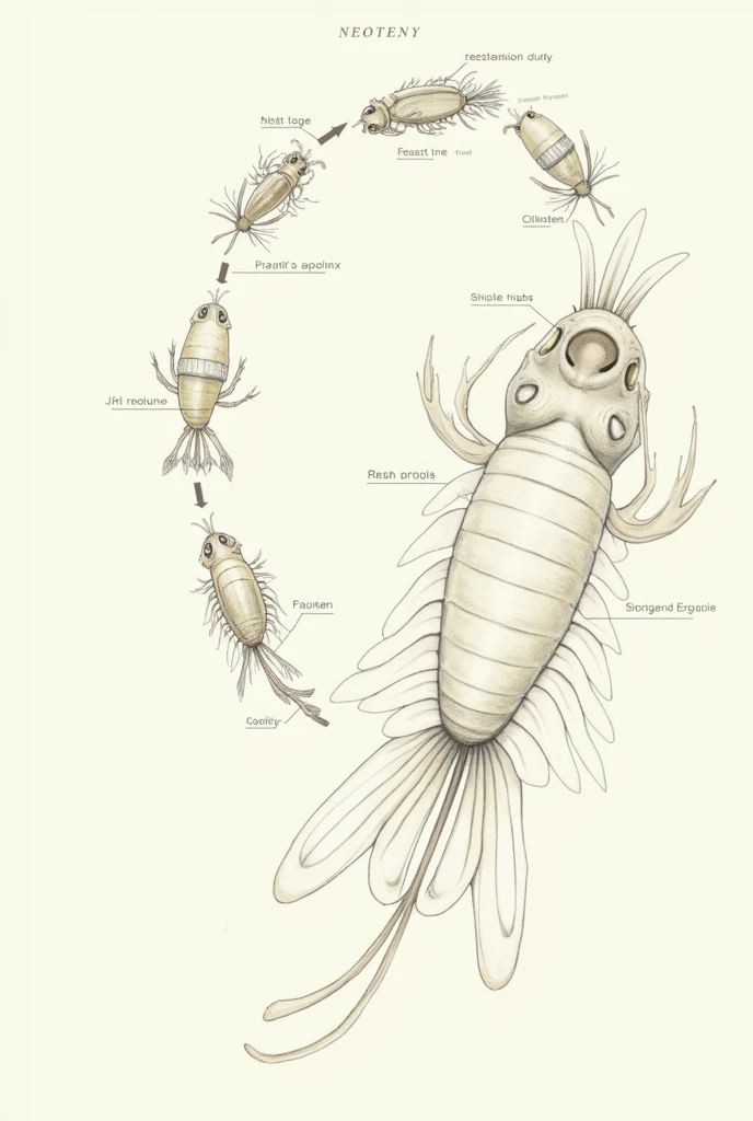 A schematic drawing of the neoteny type of reproduction 
