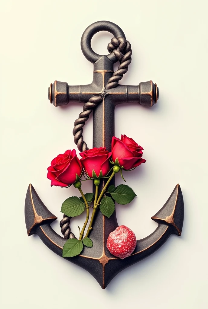 The combination of roses, anchor, candy Photo with only single lines