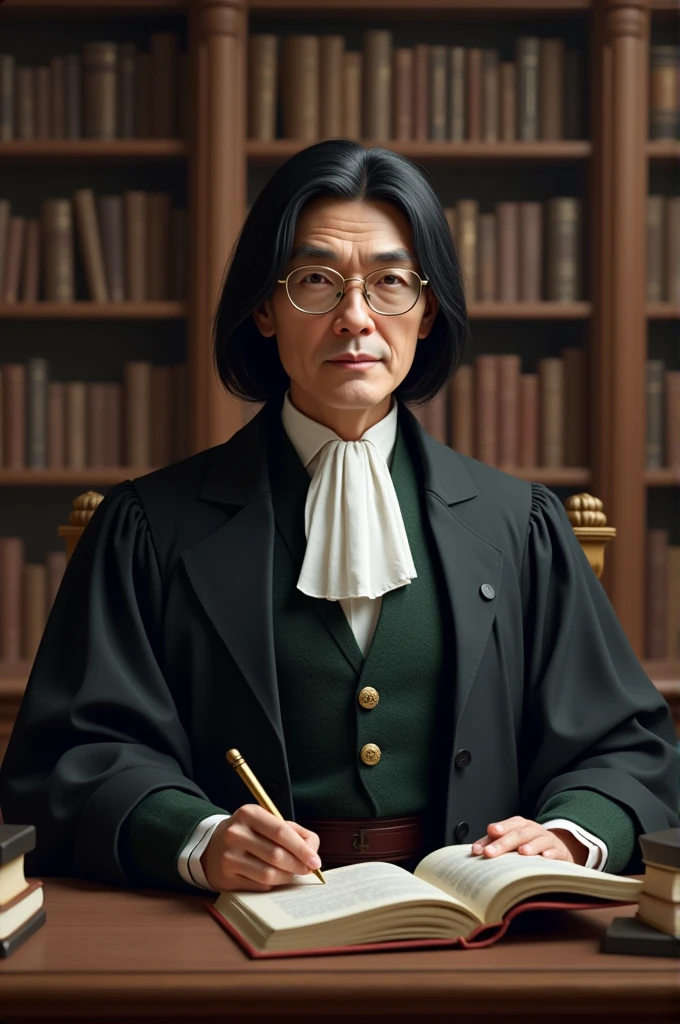 A pedagogue with straight black hair