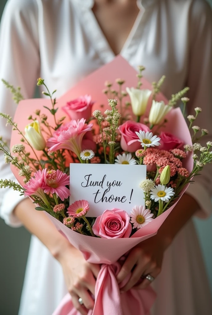 Create a flower bouquet photo with a note that says “Who is your new love?”?”