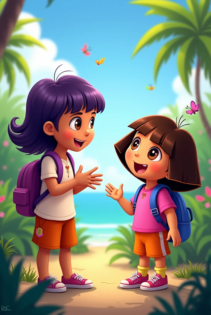 Monica and Dora the Explorer talking