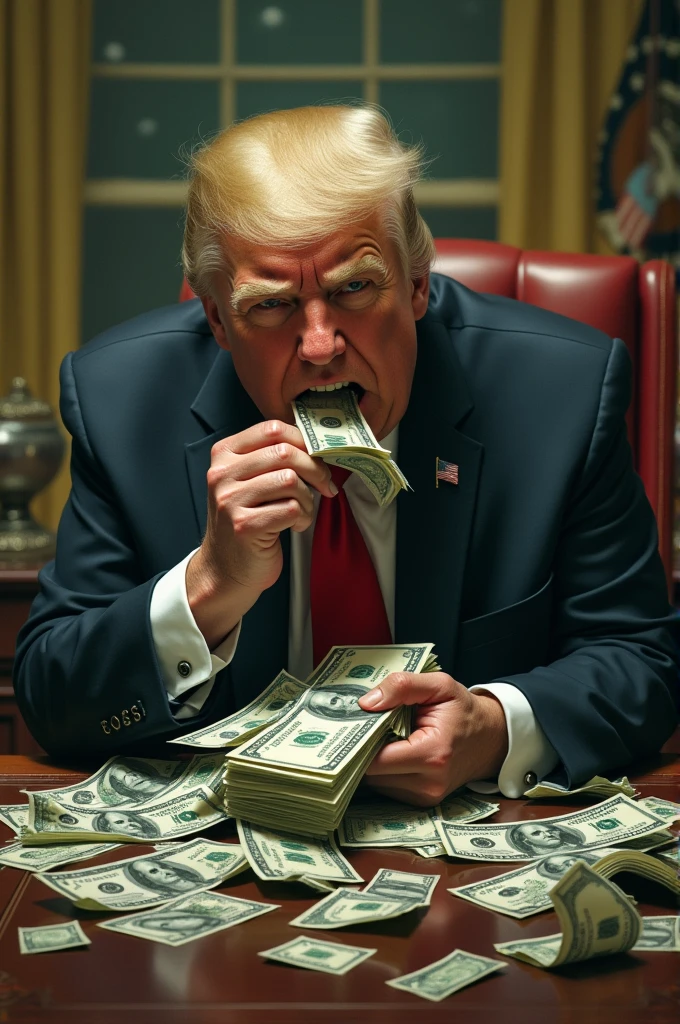 A president eating the money for people
