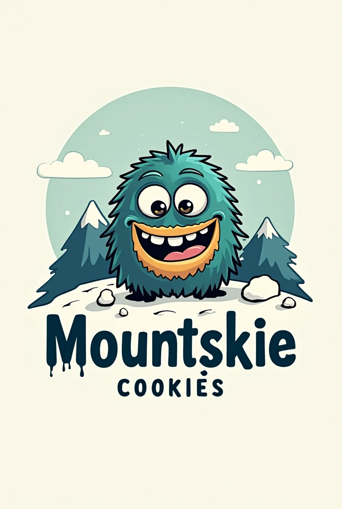 Create a logo for a cookie business called Mountskie inspired by a monster 