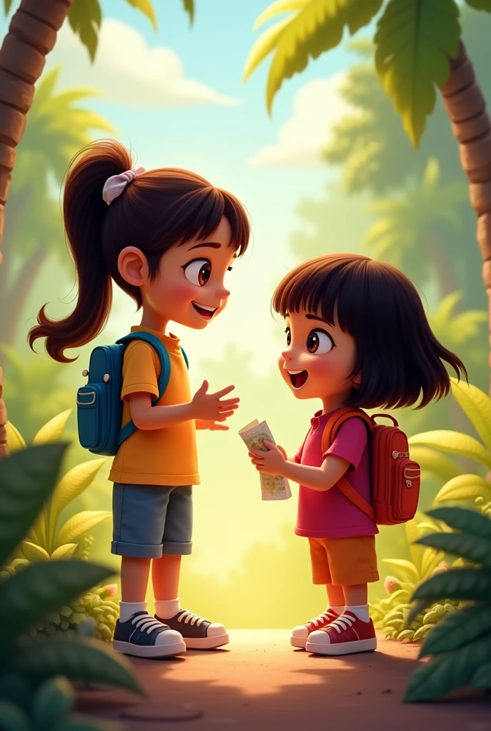 Monica from Monica's Gang and Dora the Explorer talking