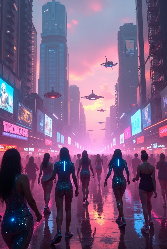 futuristic partying city