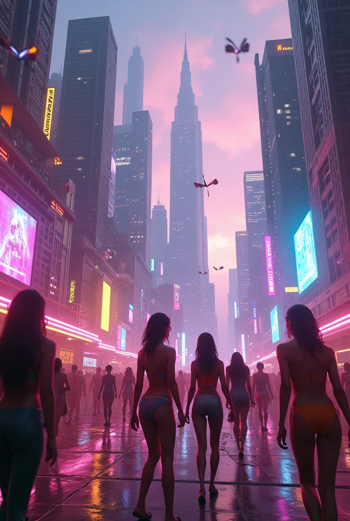 futuristic partying city