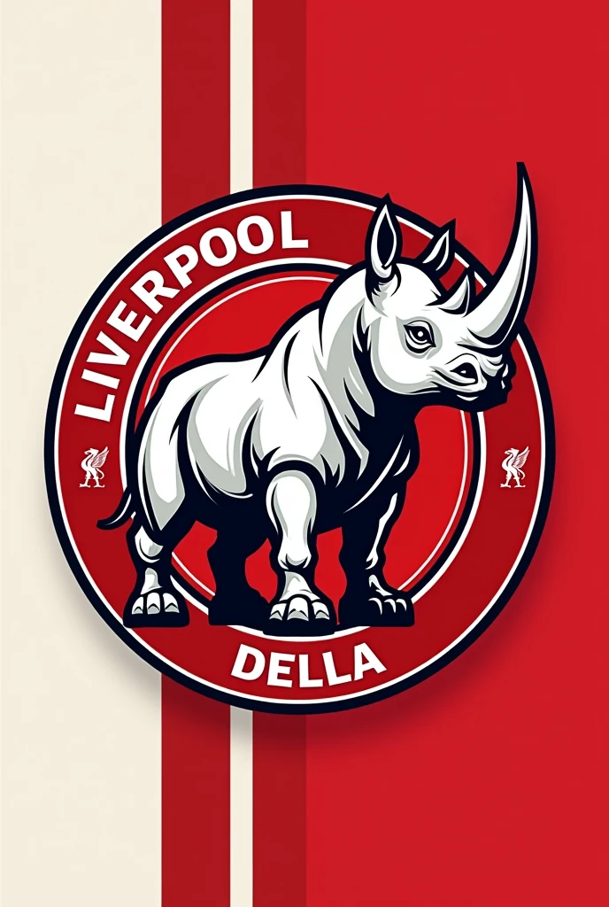 Give me a logo for a football team. You can use the “Liverpool Football Club” logo as a base. But instead of the bird you put a rhinoceros.