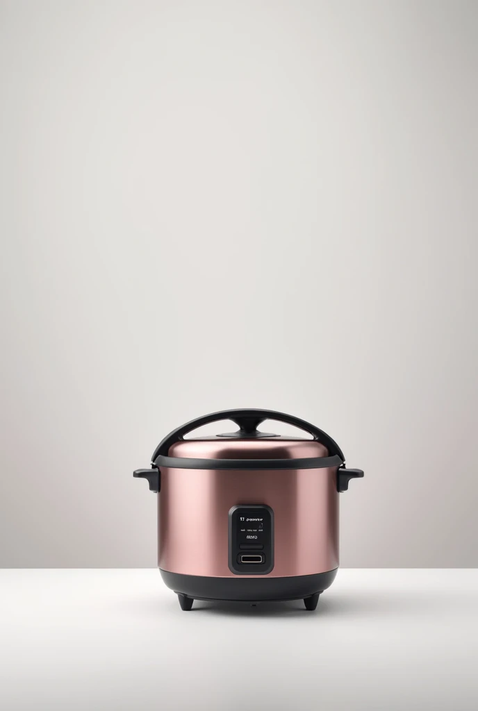 Create a background image with one of the following colors or a combination of colors Background color: Light gray (Light Gray) - #D3D3D3 Light gray will create a slight contrast with milky beige and dark pink, Make the rice cooker stand out without being too flashy.

Text color: Light pink (Light Pink) - #F8BBD0 The light pink will complement and highlight the dark pink metallic trim, create harmony and readability.

Accent color: Bronze (Copper) - #B87333 Bronze color can add highlight and luxury, goes well with milky beige and dark pink without taking away from the pop of the rice cooker.
