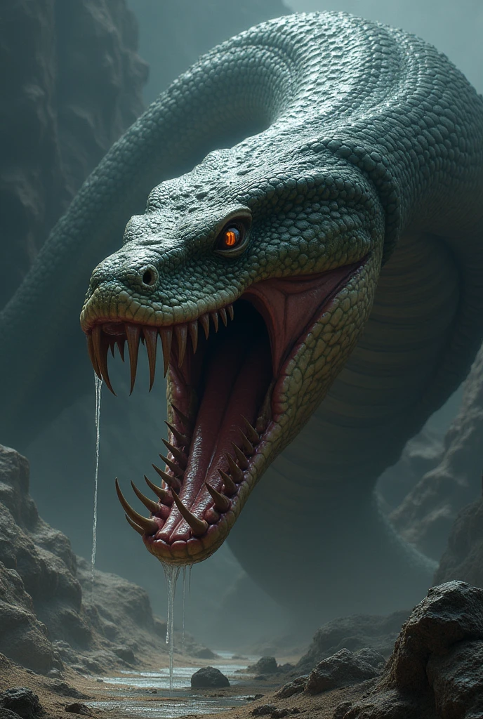 Spawns a giant snake attacking head on with its mouth open and tongue out