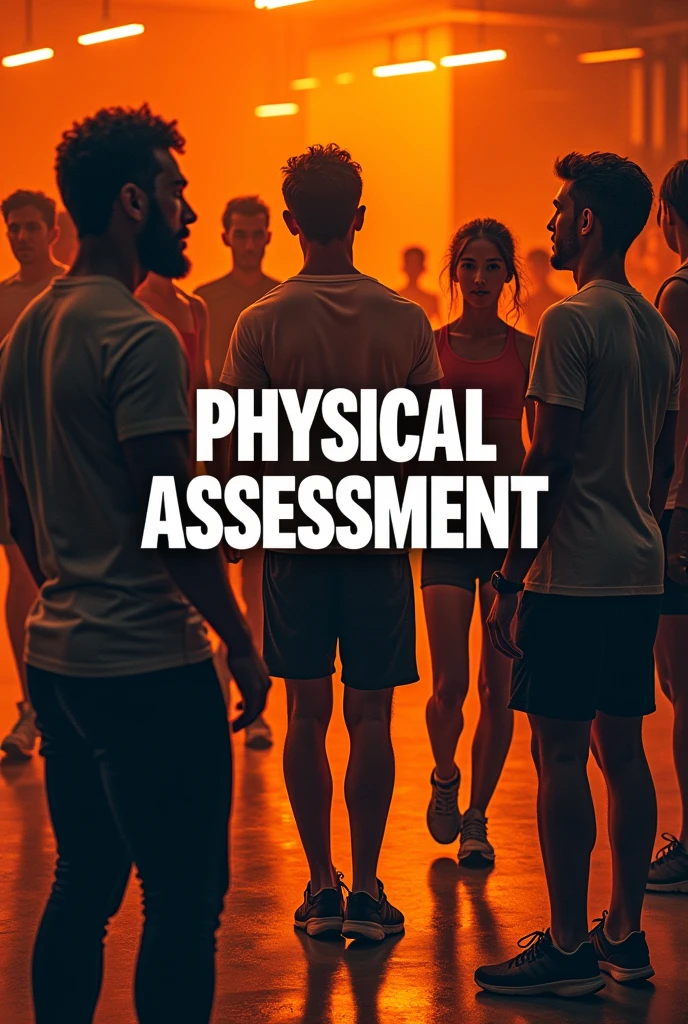 An image that resembles physical activity should have the words that we are going to start collecting data for physical assessment. . the photo must contain the colors black and orange

