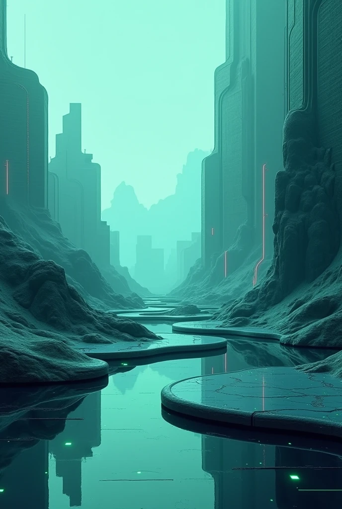 Please generate an image that abstractly represents AI without human figures appearing.