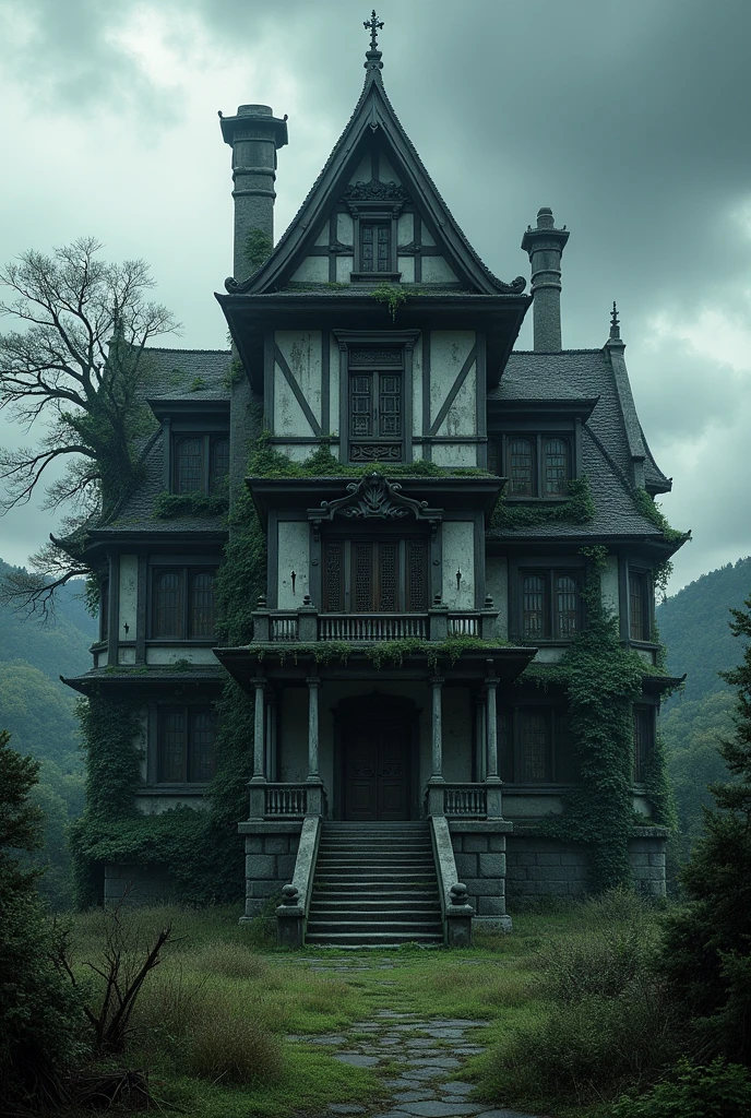Old, large, scary mansion in Japan