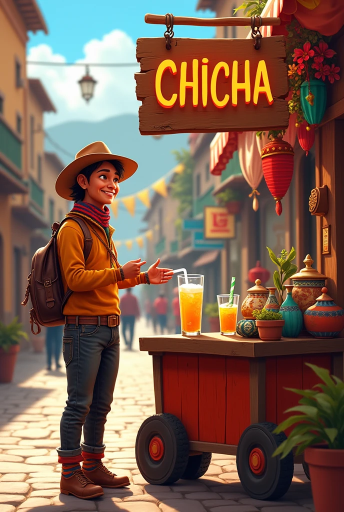 The same chicha with a sign