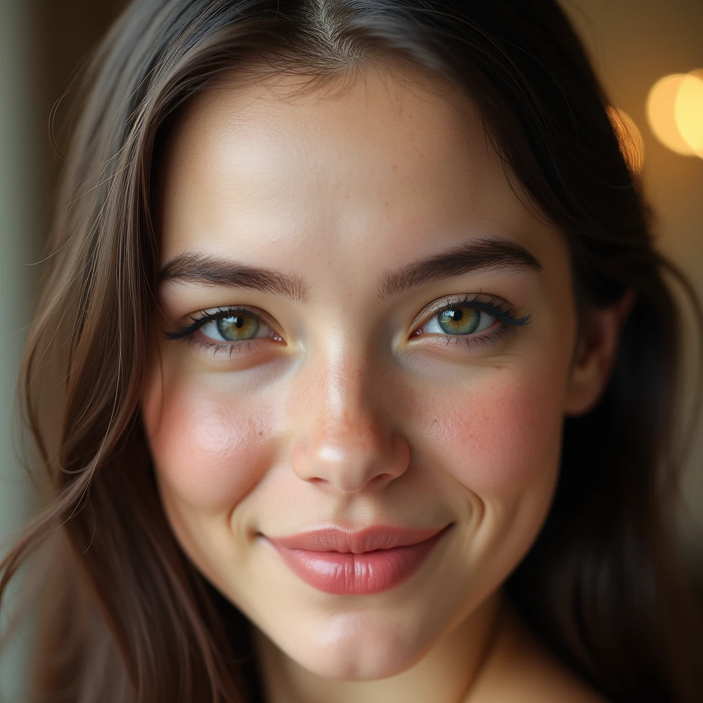 Ultra realistic photo of a Brunette with straight hair, european, no makeup, few freckles, meticulous detailled, hightly detailed, 4k, high resolution, NSFW, nude, nude, Femme fatale, smile, enjoy,, nude, nude, open leg pose, , bokeh, stand out, high detail, depth of field, bokeh, stand out, big boobs,, abs, nude pussy, open leg pose, nude, NSFW, nude,