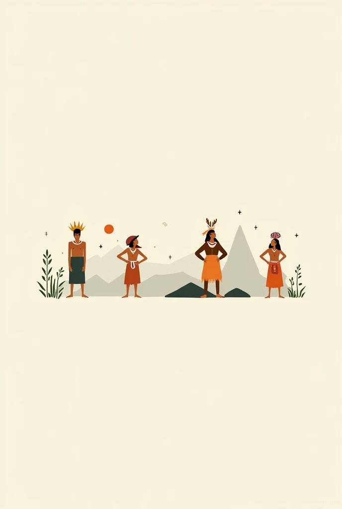 Generate minimalist images of indigenous people from Colombia who are Tayrona, Arhuacos and natives