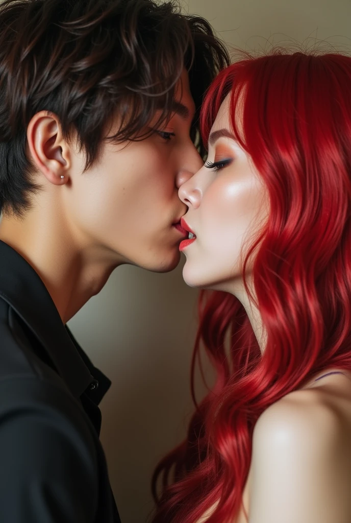 BTS's Jungkook sucking a boob of a brunette with red hair