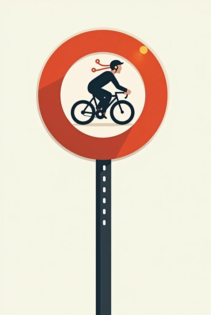 Traffic sign of a cyclist listening to music