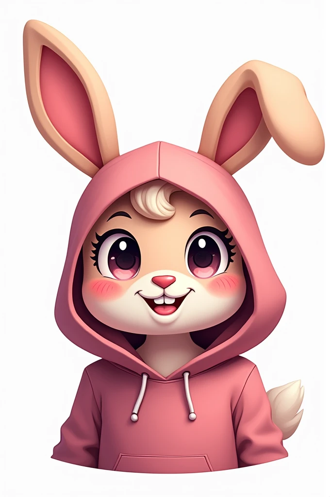 Like the current trending crypto game logos, like how the cute bunny head looks like with hoodi and a white background.