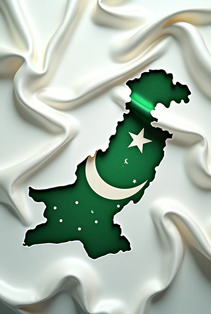 Can you make a dupta design in which Pakistani map and Palestine hijab and a little bit Urdu white and green color theme on silk cloth just dupta design not include women girl or any human