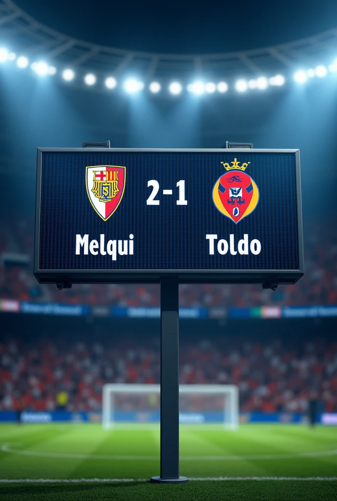 Football match scoreboard (THAT 2, Any team you invent not so well known 1, with a goal from Melqui at 35 and from another person)
