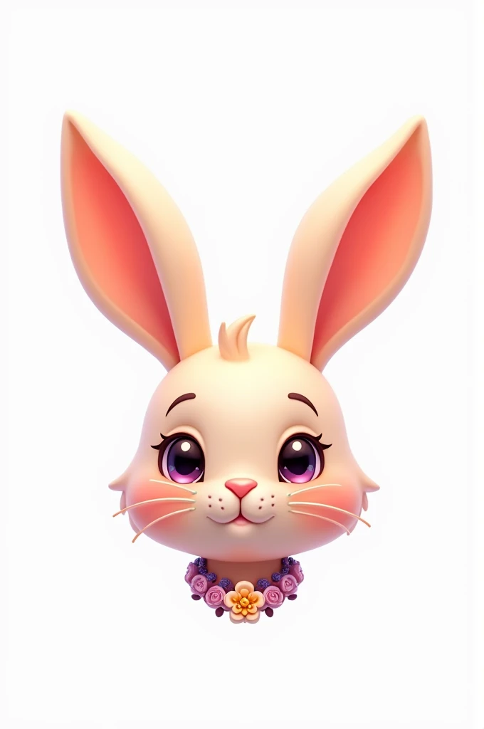 Like the current trending crypto game logos, like how the cute bunny head looks like with Satin flower nacktibe and a white background.no body