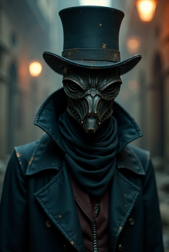 Guy with beat mask with a top hat