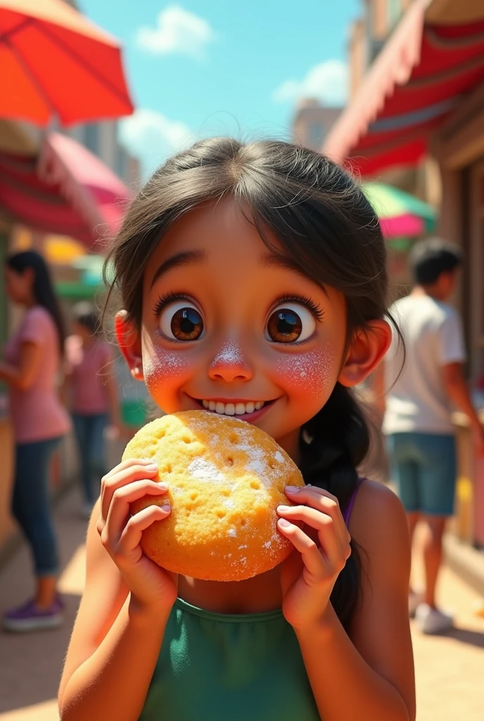 Girl eating flour gorditas