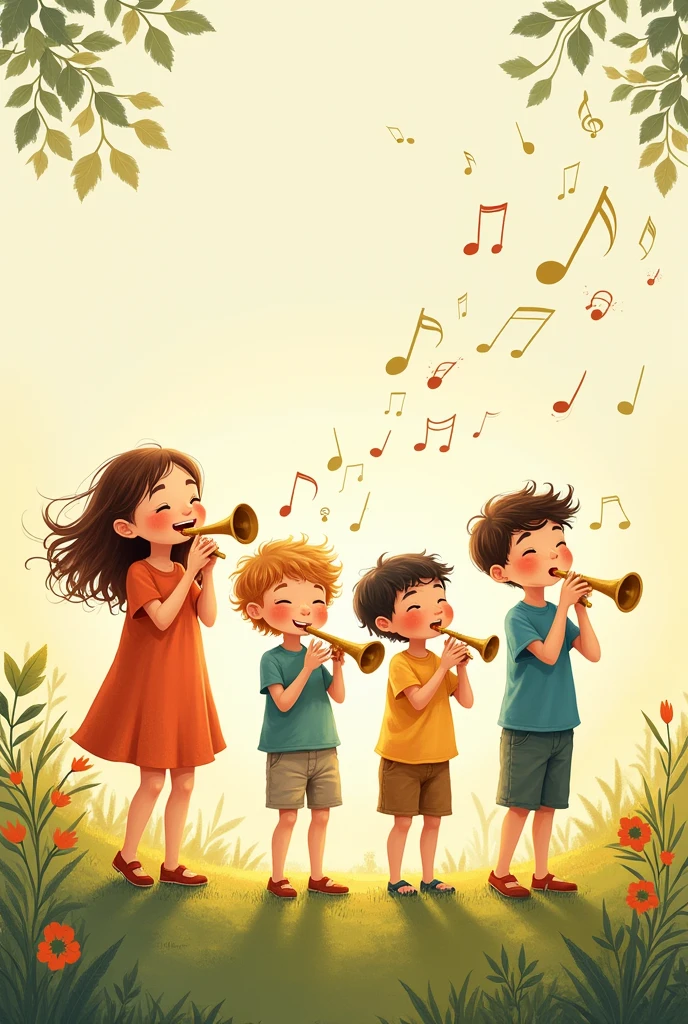 Illustration of children playing wind instruments