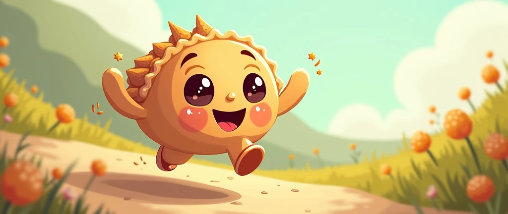 pie running with cute little arms and a cute little face