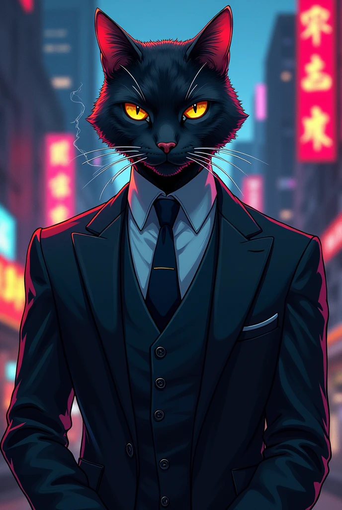 Cool mafia cat anime